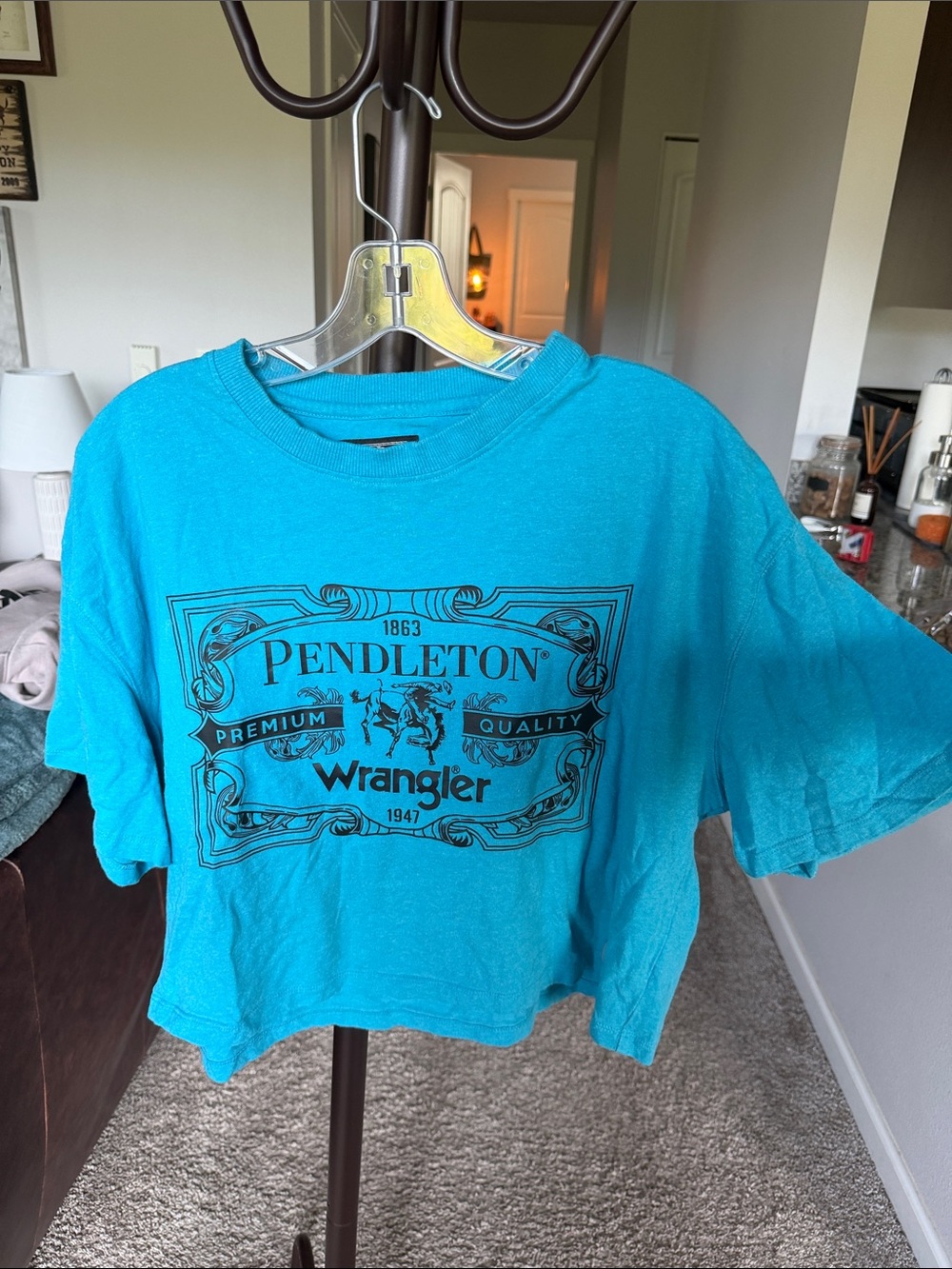 Women’s ' Teal Pendleton x Wrangler Crop Tee
